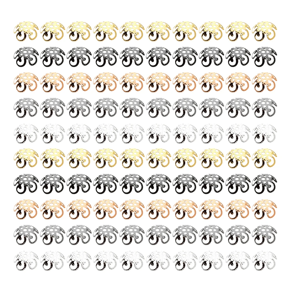 

600 Pcs Jewelry Flower Bead Caps Metal End Spacer Hollow Out Making DIY Accessories Findings