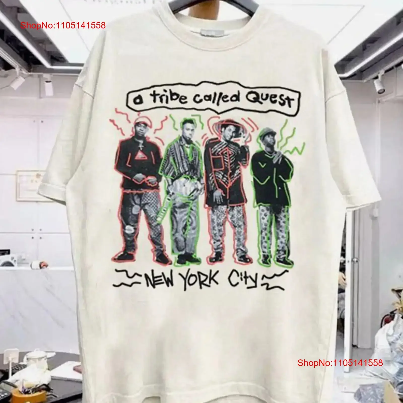 

A Tribe Called Quest ATCQ Retro Style Sand Color T shirt WA0108 vintage Washed homme Stretched designer clothes Slightly