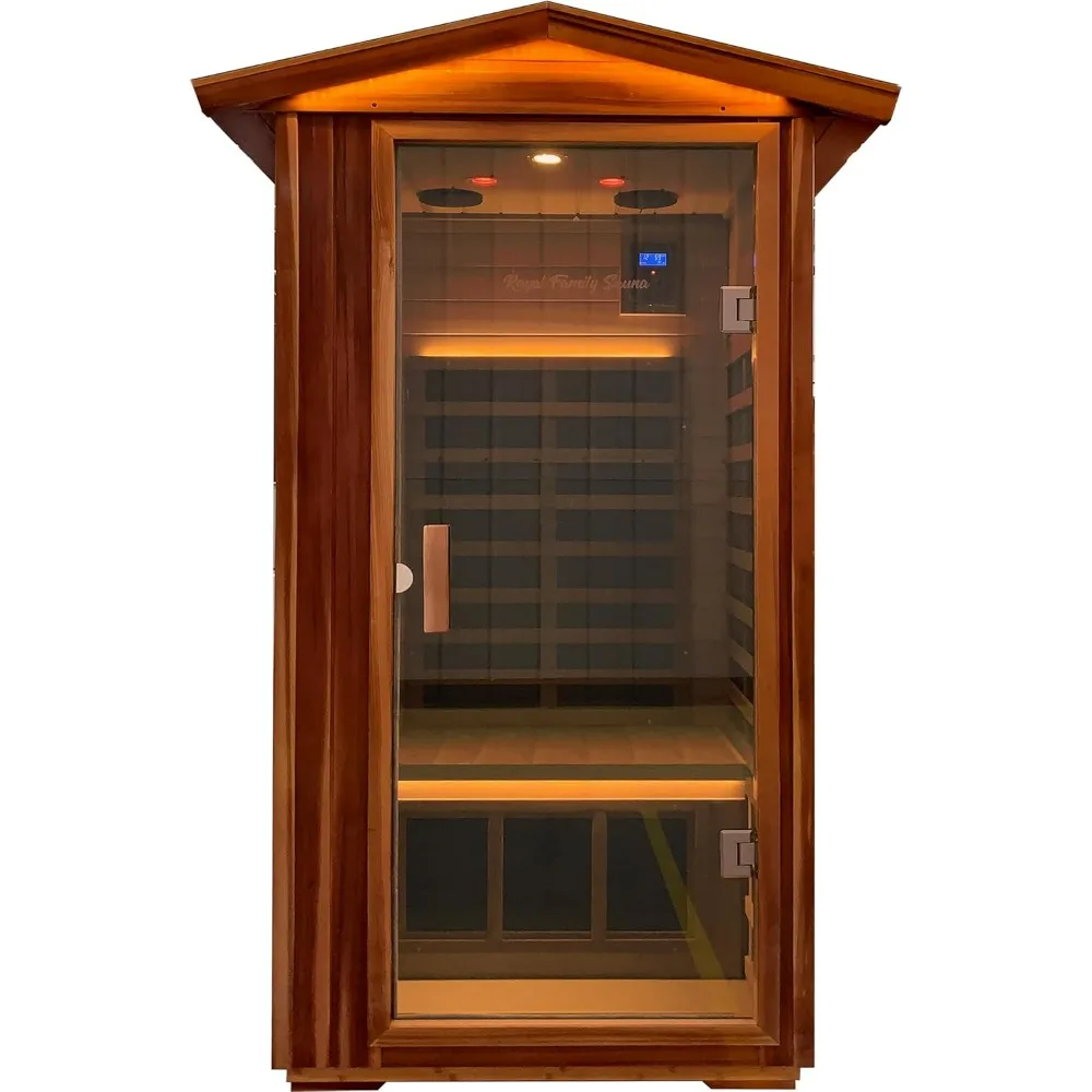 Outdoor Red Cedar Ultra-Low EMF Sauna 1 Person, Far Infrared Sauna, EMF Average 0.5 mG Reading, Withstand Outdoor Temp -10℉-149℉