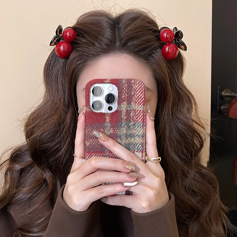 

6Pcs/Lot Ankola Red Cherry Hair Clips for Women Side Small Half-Up Bangs Mini Hair Claw Cute Princess Accessories Shark Headwear