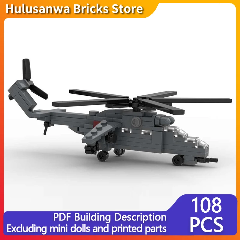 

Mil Mi-24 Hind Armed Helicopter Model MOC Building Bricks War Equipment Modular Technology Gifts Holiday Assemble Children Toys