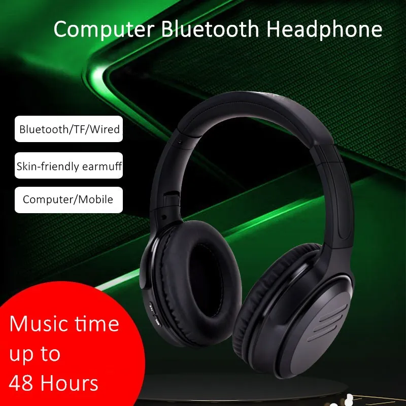 40 Hour Music Wireless Headphon Bluetooth Headset Helmet Bass Noise Cancelling Earbud with USB Adaptor Bag with Mic for  TV PC