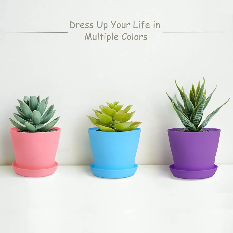 20 حزمة المزارعون البلاستيكية 4 بوصة أصيص زهور النبات مع صواني الشتلات الحضانة الأواني زارع زهرة الحاويات البذور الأواني للبذور #4