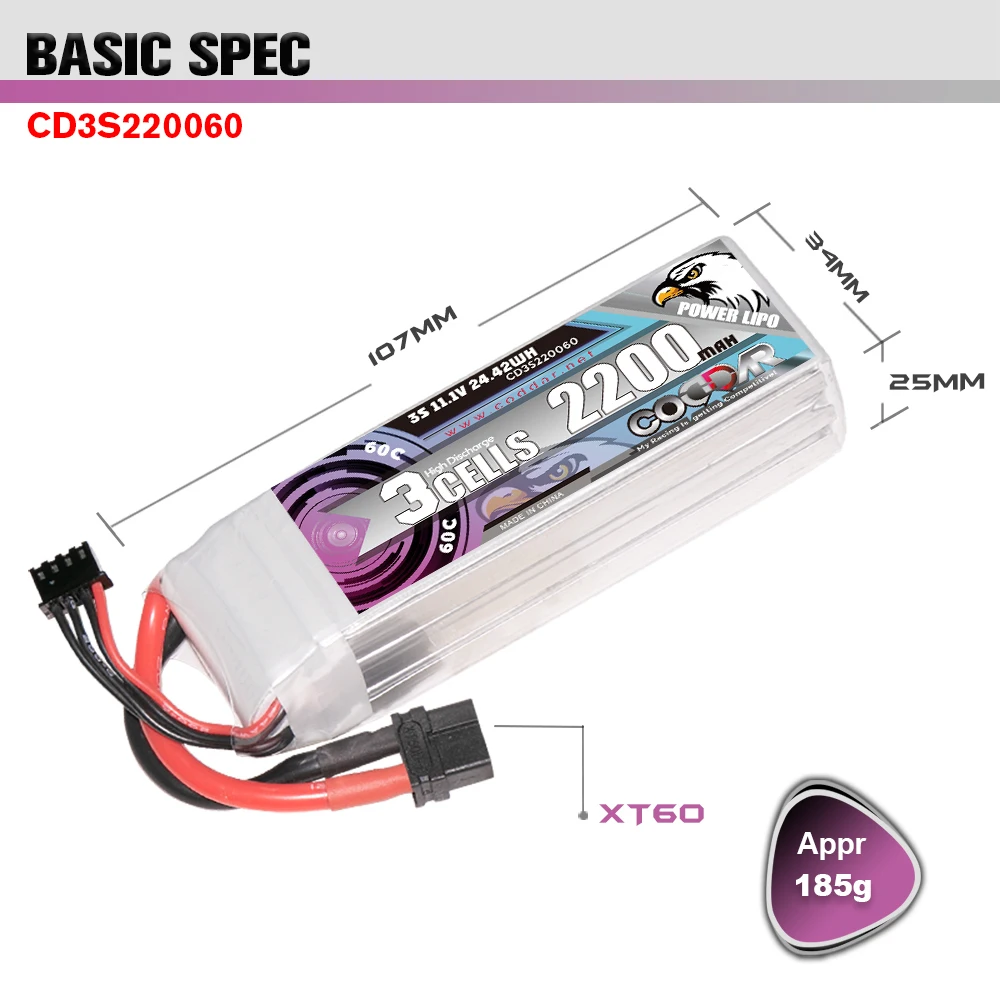 CODDAR 60C 3S 11.1V 2200mAh bateria Lipo z wtyczką EC5/XT60/T/TRX/XT90 do dron FPV zdalnie sterowany Quadcopter baterii litowej helikoptera