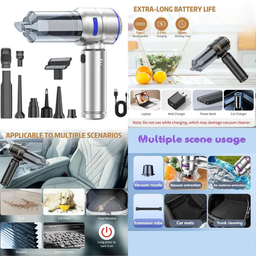 

Car Vacuum Cleaner for Mazda 3 2014 2015 2016 2017 2018, Display Remaining Power Filter Element Washable Reusable Multifunctiona