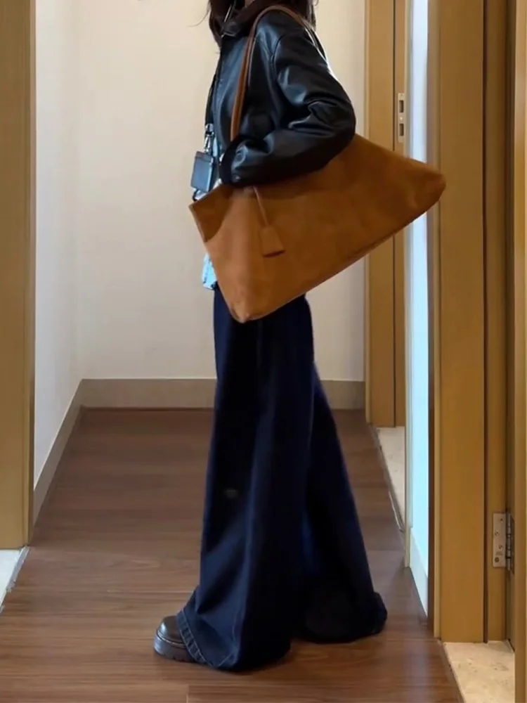 Dżinsy damskie plus size z wysokim stanem, amerykański styl, dżinsy denim, ocieplane, luźne, proste nogawki, jesień-zima, nowość