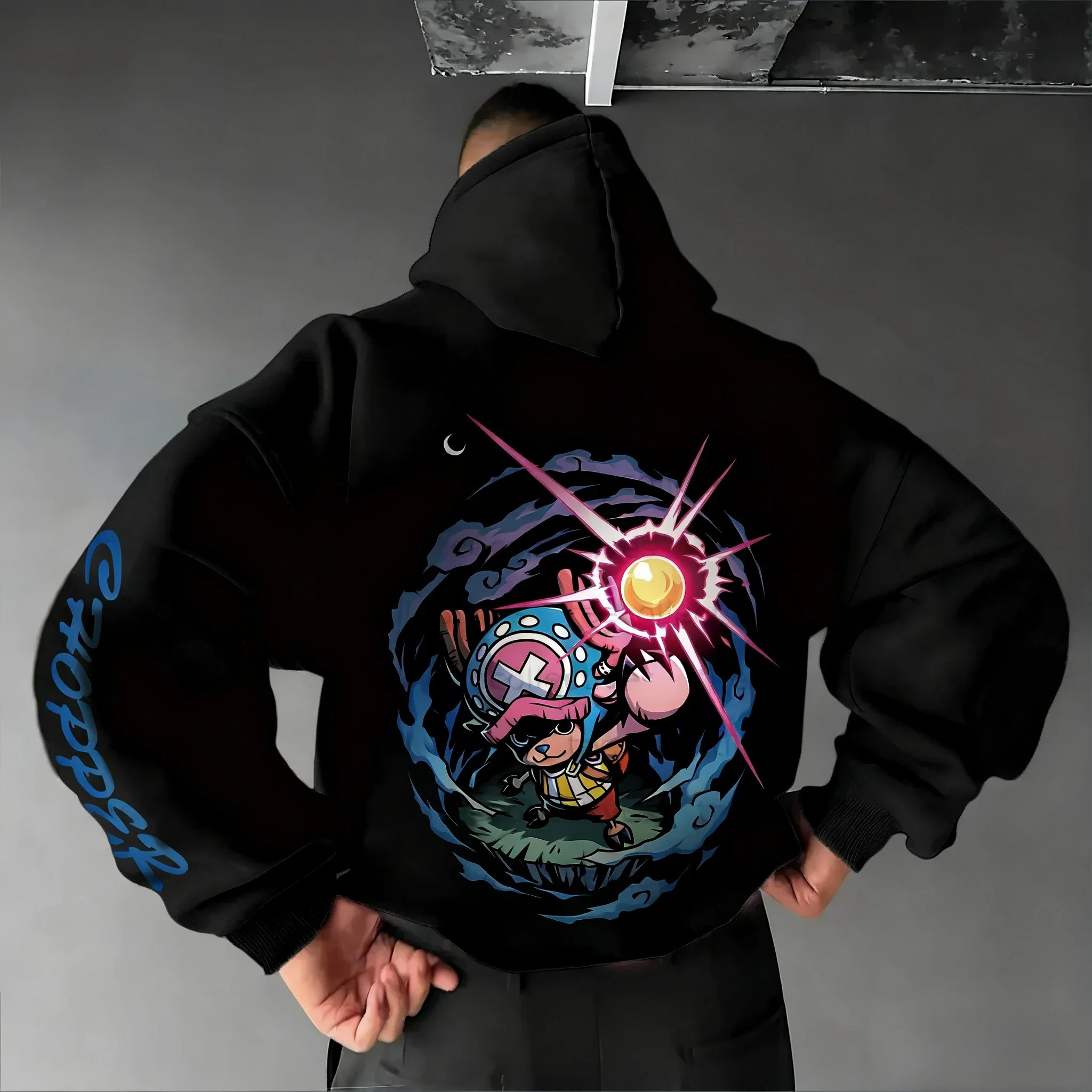 ONE PIECE Anime Tony Tony Chopper Bedruckter Hoodie Frühling/Herbst Herren Neues lockeres lässiges amerikanisches Street Hip Hop Eltern-Kind-Top