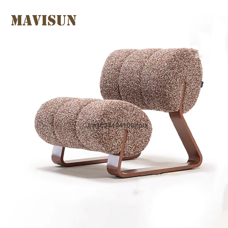 

French Retro 71cm Carbon Steel Sofa Chair Comfortable Fluffy Fabric Sturdy Structure for Living Room Carbon Steel Sofa Chair