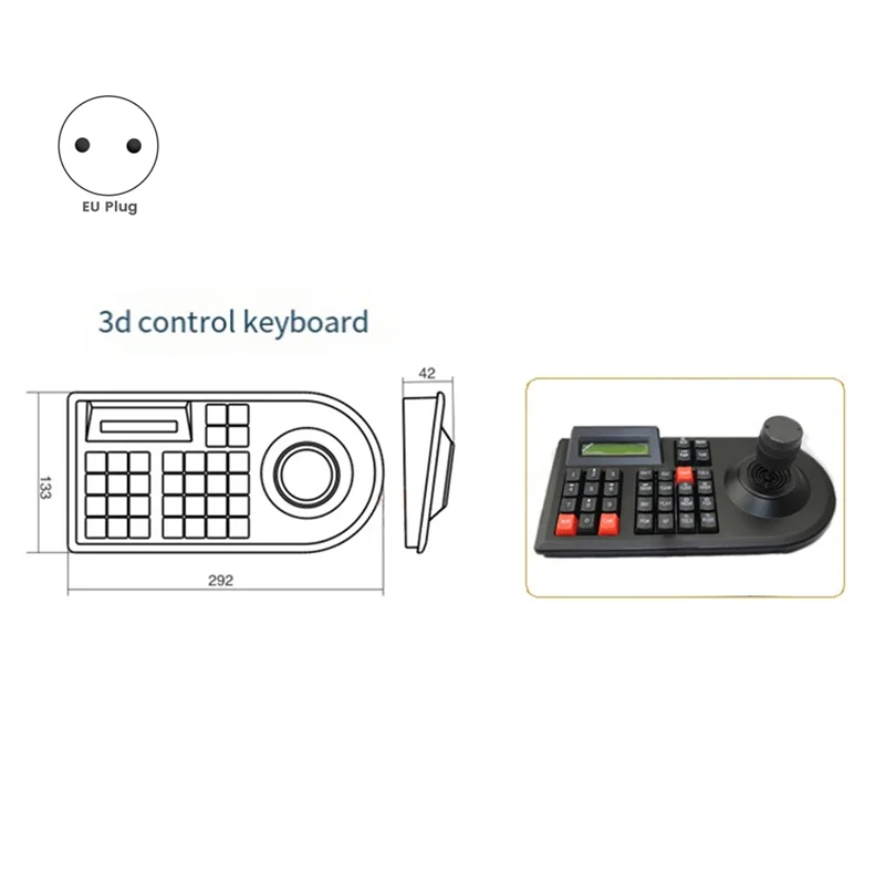 Joystick 3D, teclado PTZ, controlador de Zoom Pan Tilt para cámaras domo PTZ CCTV analógicas, teclado de Control RS485, enchufe europeo