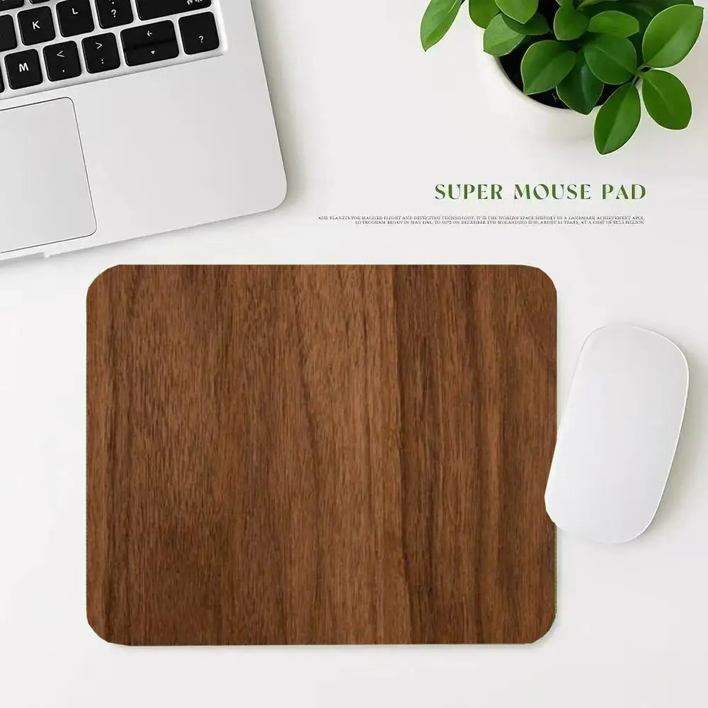 Quadratisches Mauspad mit Walnussholzmaserung, kleine Schreibtischunterlage, Gaming-Matte, rutschfester Gummi, minimalistisches Büro-Laptop-Computer-Dekor