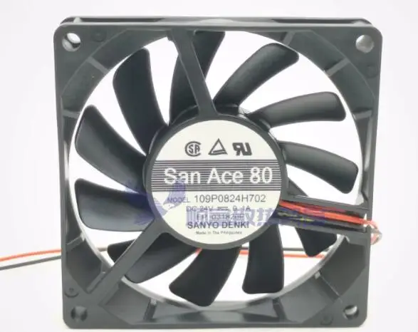 

SANYO DENKI 109P0824H702 DC 24V 0.10A 80x80x15mm 2-Wire Server Cooling Fan