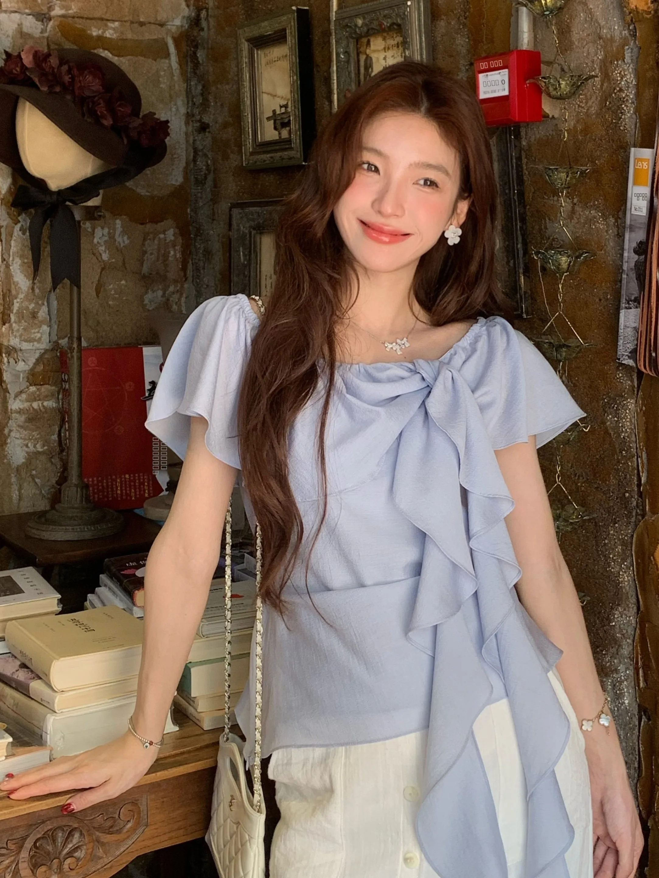 

Chen Fifteen 25 Summer ell Wind Chimes Lace Trim Belt Design Vinegar Acetate Small irt One oulder French Sle Top