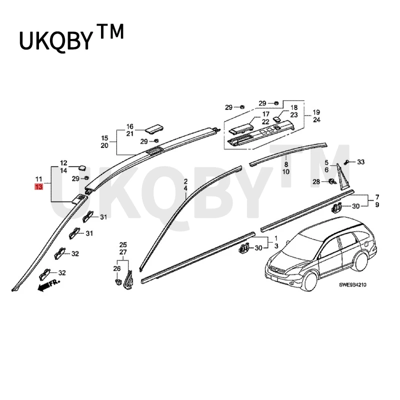 Car Front windshield trim strip assembly 2007-Hon daC R-V RE1 RE2 RE4 Front windshield bead Wiper strip Off-line windshield