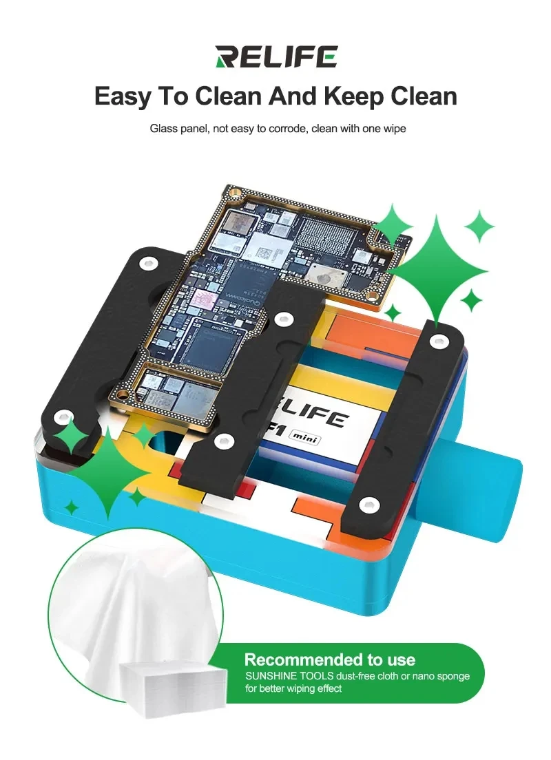 RELIFE TF1 Mini Heat-insulating Glass Chip Fixture Multi-function Precise and Firm Clamping IC Motherboard Fixing Tool