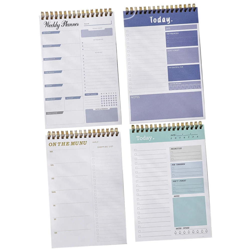 

4 Pcs A5 Wirebound Planner Notepads Daily Schedule To Do List Memo Pad Tear Off Pages Lightweight Student Traveler