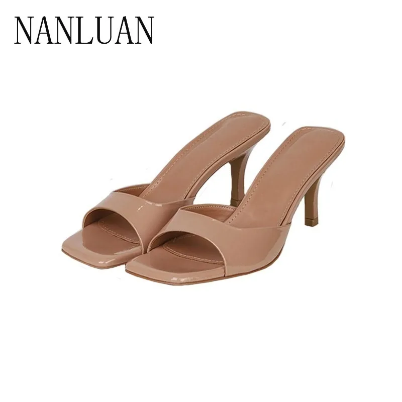 

2024 Boutique Fashionable Women's High-heeled Slippers New Style Stiletto Solid Color Women's Shoes High-end Fashion Sandals