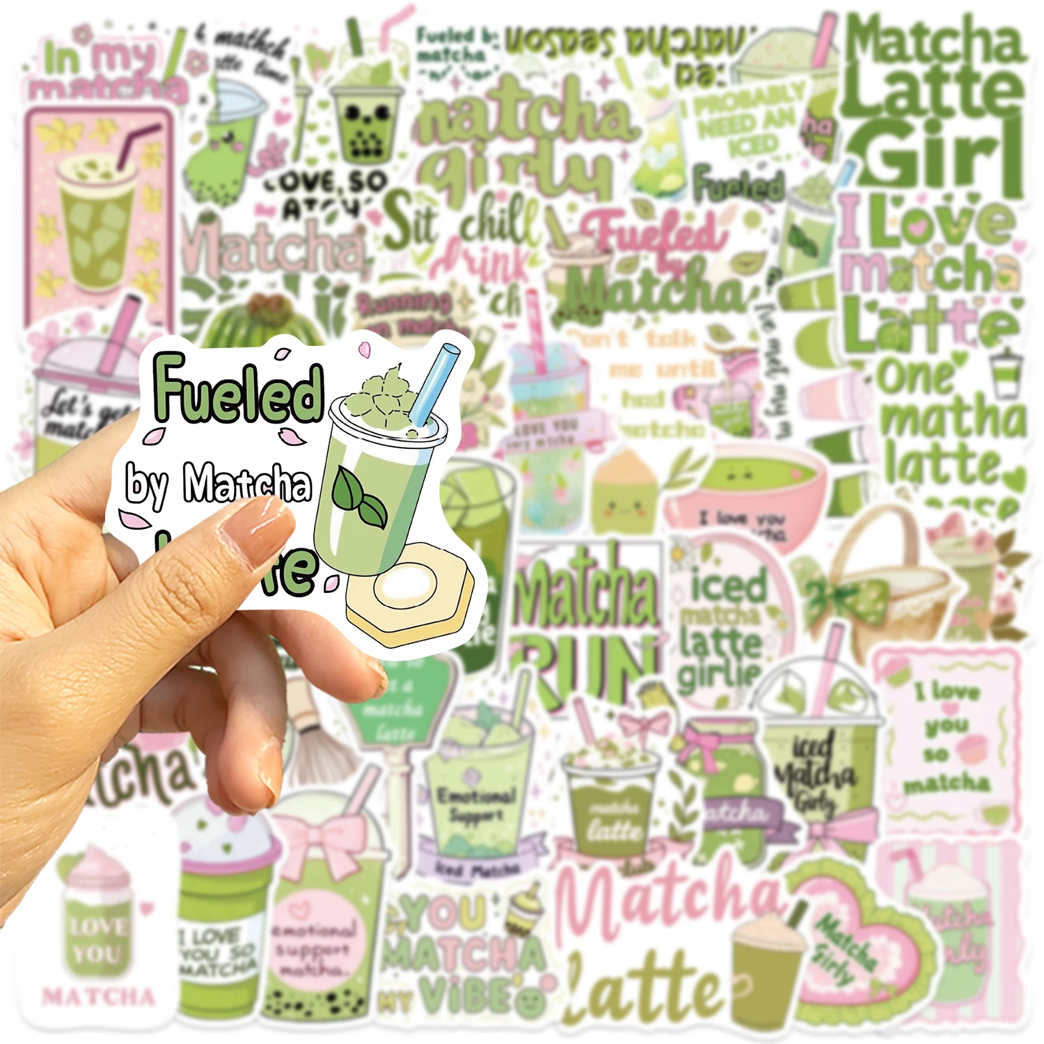 노트북 용 50pcs Matcha 소녀 스티커, Hydroflask, 스케이트 보드, 물병, 자전거, 성인을위한 선물을위한 귀여운 미적 스티커