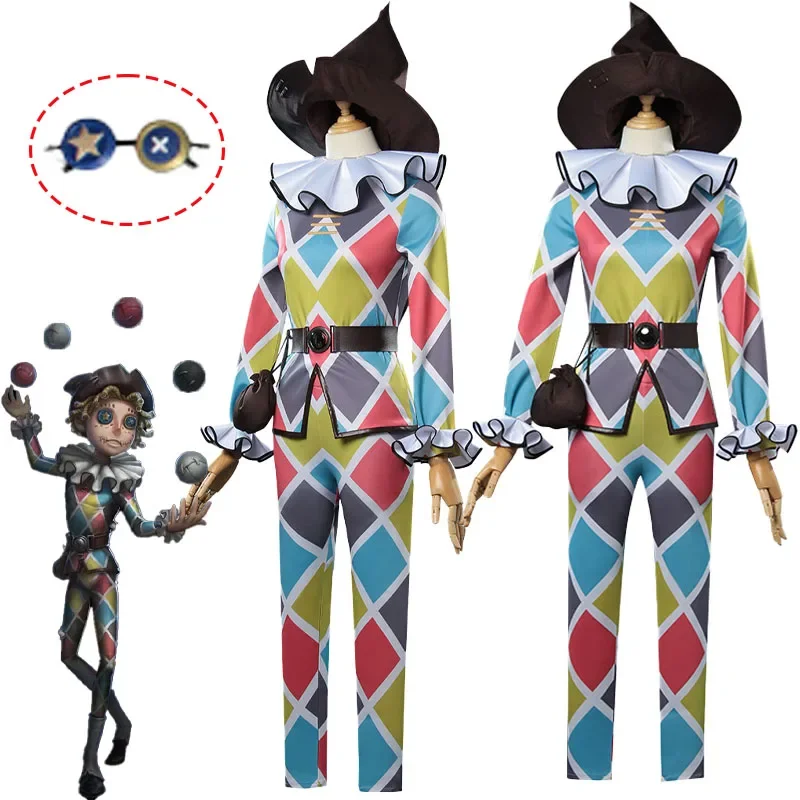

Identity V Mike Morton Косплей Костюм Identity V Acrobat Косплей Клоун Джокер Одежда Шляпа Хэллоуин Ролевая игра Униформа для мужчин