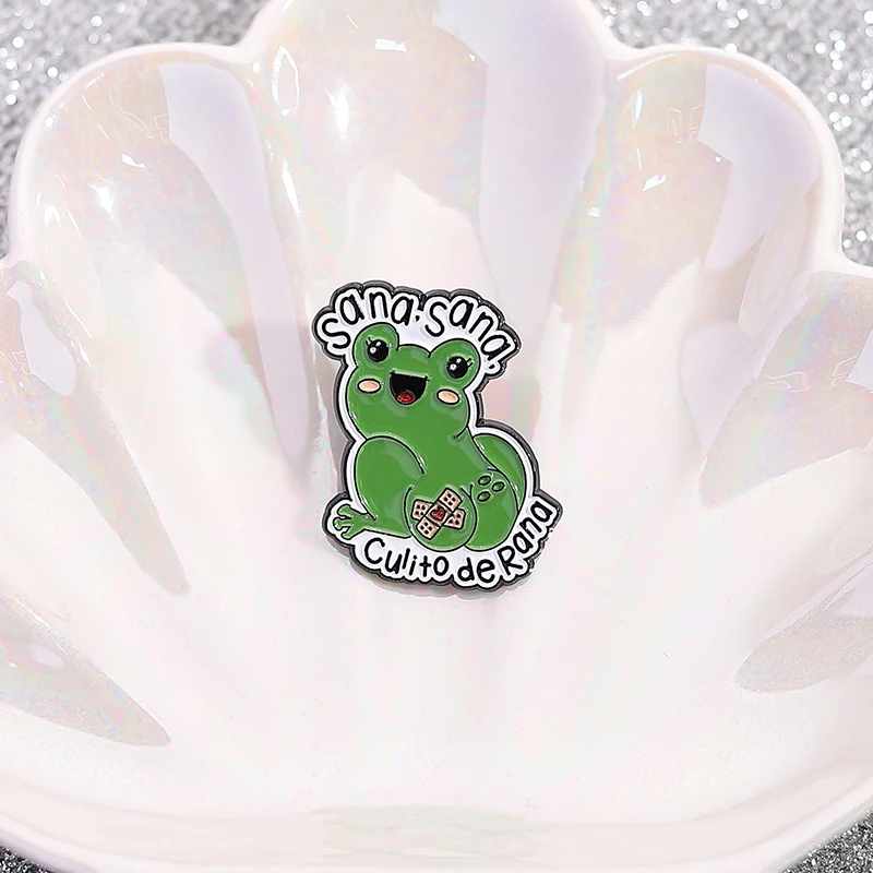Cute Culture of Spain Enamel Pin Sana Sana Colita De Rana Cute Frog Brooch Lapel Badge Lapel Badge Funny Lat Mexican Mom Jewelry