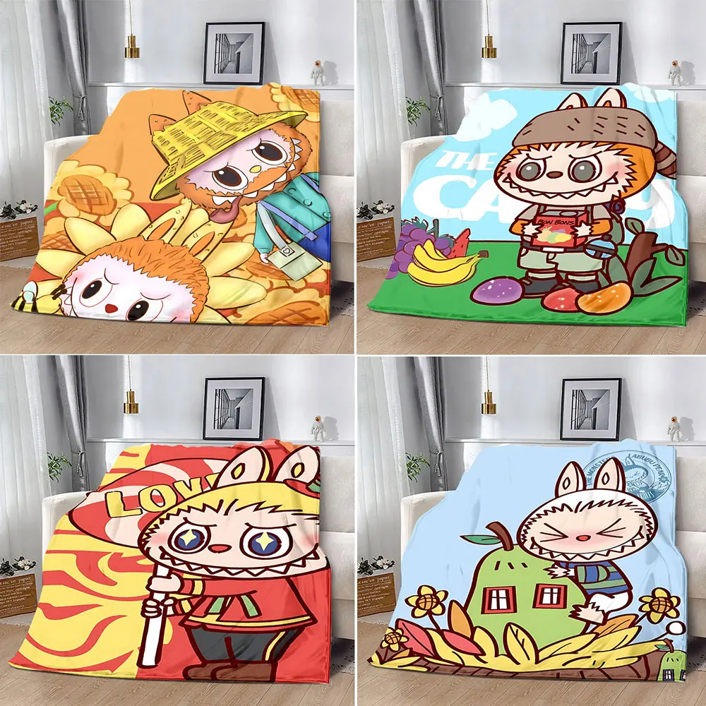 

Printed Blanket Cartoon Labubu Picnic Blankets Warm Blanket Soft and Comfortable Blanket Home Travel Birthday Gift