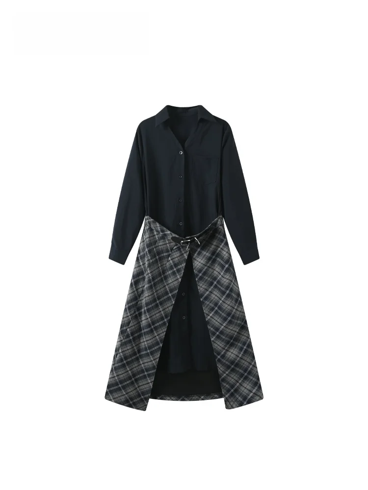 

Винтажное повседневное платье средней длины для женщин больших размеров, А-силуэт, весенняя мода, повседневная юбка больших размеров, полиэстер