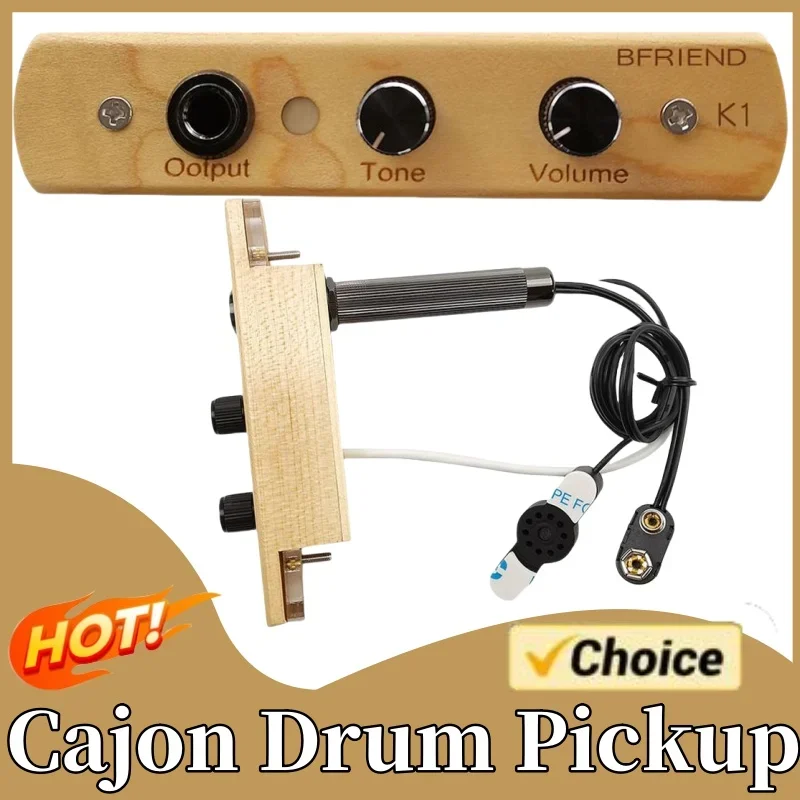 Cajon Drum Pickup with Tone Volume Control Cajon Box Drum Preamp/Pickup Output Jack Electronic Pick-up System for Box Drum