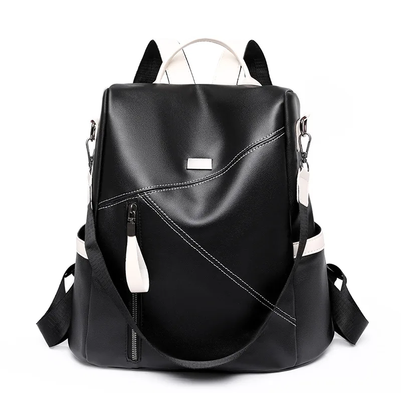 TRAVEASY PU Leather Women Backpacks Anti-theft Fashion Backpack for Girls Solid Color College Students School Bags Travel Female