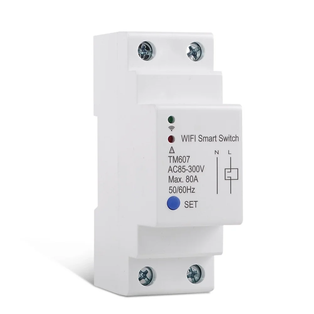 

Smart WiFi Timer Switch for Remote App Scheduling Rated for 80A Load and 85 300V AC Power Socket Compatibility