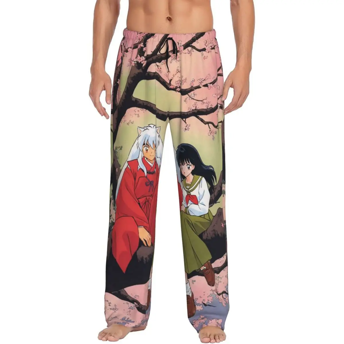 Custom Manga Kimono Inuyasha Sesshomaru Pajama Pants Men Sleepwear Sleep Lounge Bottoms with Pockets