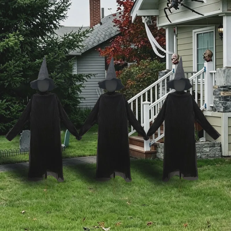 Halloween Costume Props Three Hand-Holding Witch Sound Activated Decor Cosplay Costume for Yard Haunted House and Spooky Scene