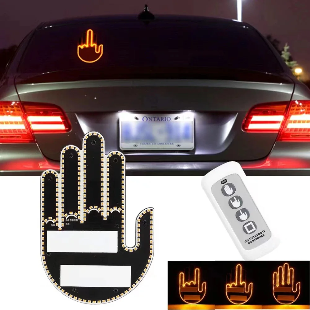 Funny Car Finger Light With Remote Hand Gesture Sign Light Car Interior Auto Lamp LED Middle Gesture Hand Lamp Car Accessories