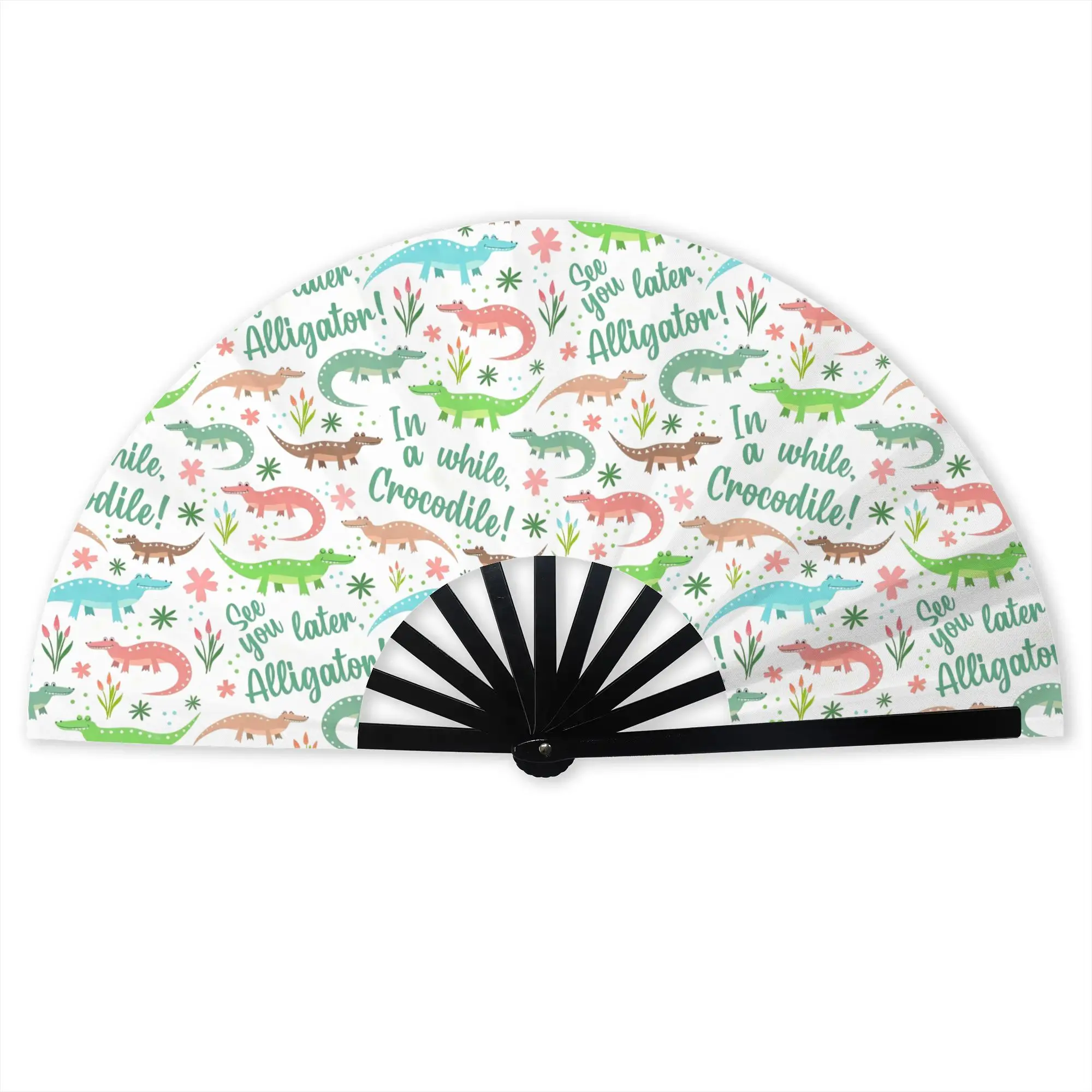 See You Later Alligator Stylish Hand Fan Unisex In a While Crocodile  Printed Polyester Fan  Aesthetic For Sports Events Gift