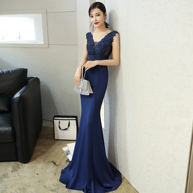 

High-end atmospheric evening dress 2024 new temperament fishtail noble fashion long high-end banquet host