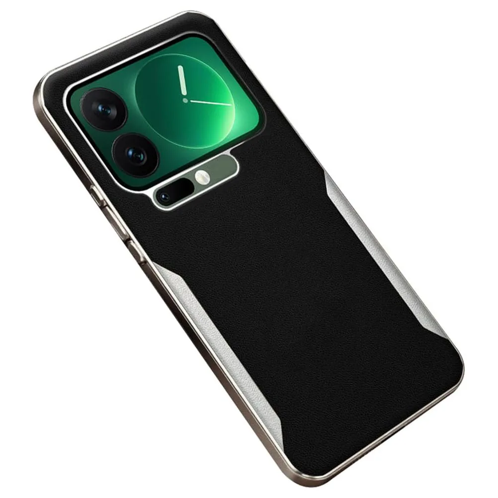 

Slim Leather Case for Xiaomi 17 Pro Max/17 Pro/17 - Color Block Design, Electroplated Frame, Wireless Charging Compatible