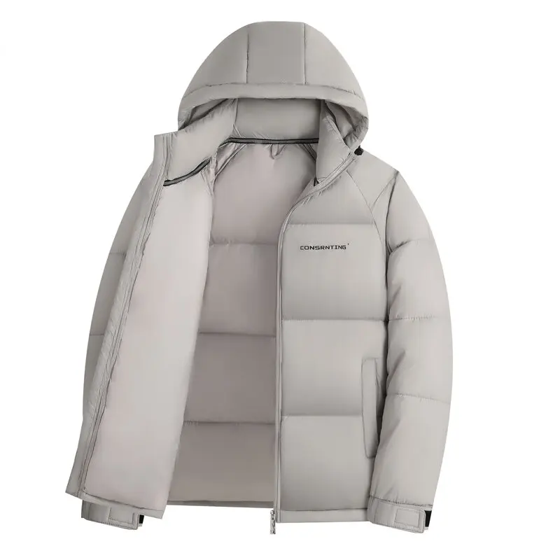 

Повседневная мужская куртка с хлопковой подкладкой и капюшоном, зимняя верхняя одежда 2025 года, однотонная ветрозащитная теплая парка, съемная толстая куртка, одежда