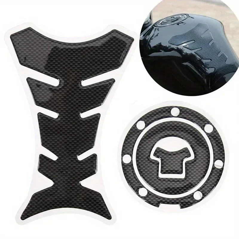 2X Motorcycle Carbon Fiber Tank Pad Protector Stickers Universal Fishbone Design for Honda, Yamaha, Kawasaki, for Suzuki, Ducati