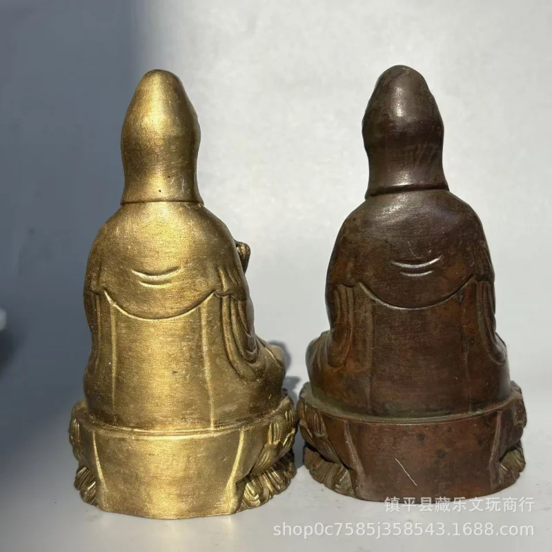 Bodhisattva statue for home worship, made of pure copper, featuring Guan Yin sitting on a lotus from the South Sea, a h