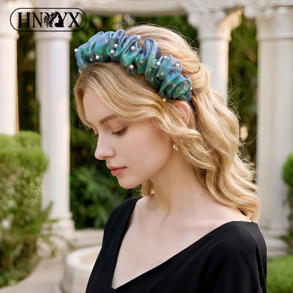 YouLaPan Trendy Ruffle Tulle Headband Handmade Pearl Everyday Wear Headdress Korean Style Princess Hair Accessories A441