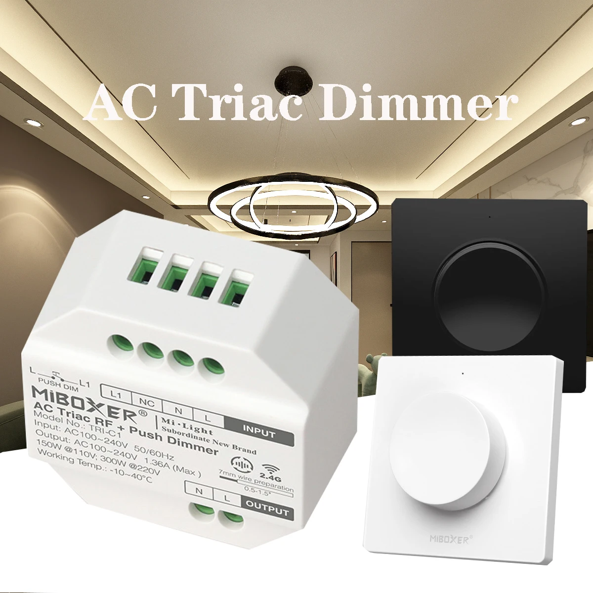 

*Miboxer 110-240V 2.4G AC Triac RF Push Dimmer TRI-C1 K1 K1B Rotating Switch Panel Remote for LED Buld