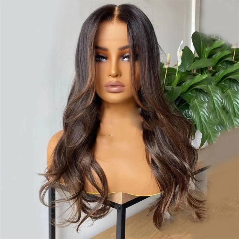 Ombre Brown 28 Inch 5x5 Silk Base Wave Jewish Human Hair With BabyHair HD Lace European Hair Preplucked Glueless Daily