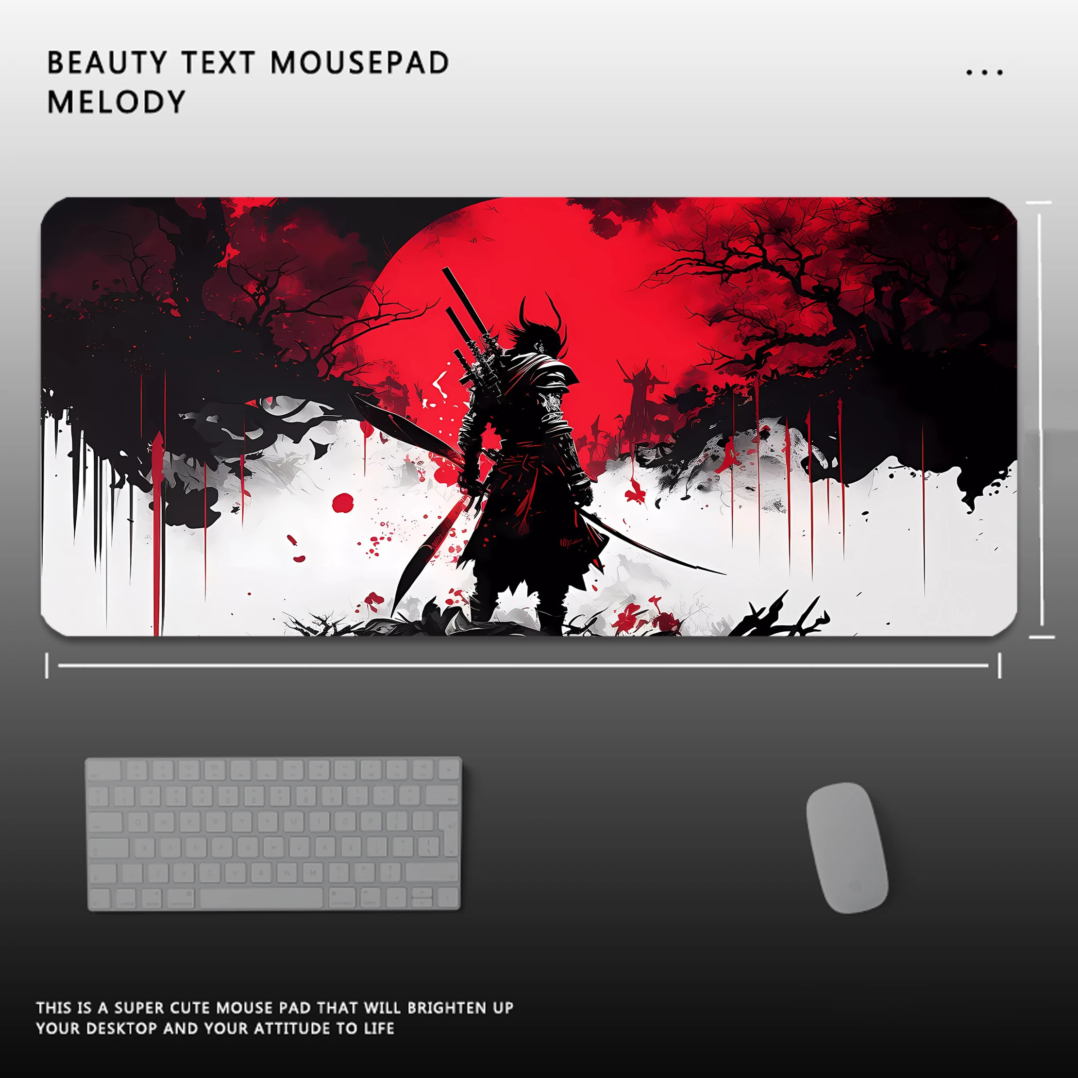 

Japanese Style Mouse Pad Large Painting Desk Pad Samurai Non-slip Rubber White Game Mouse Mat Laptop Carpet Gaming Mousepads