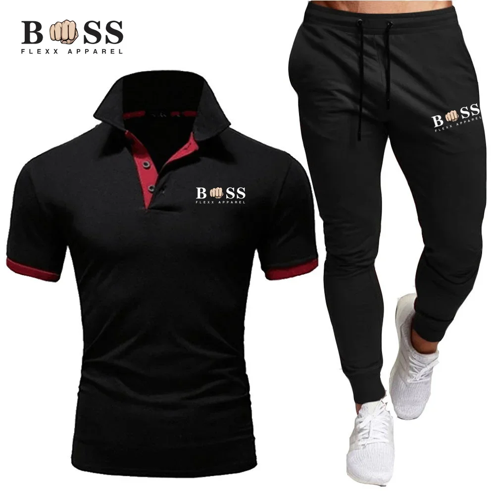 Men's Polo Shirt and Pants Set, Casual Sportswear, Fitness, 2-Piece Set