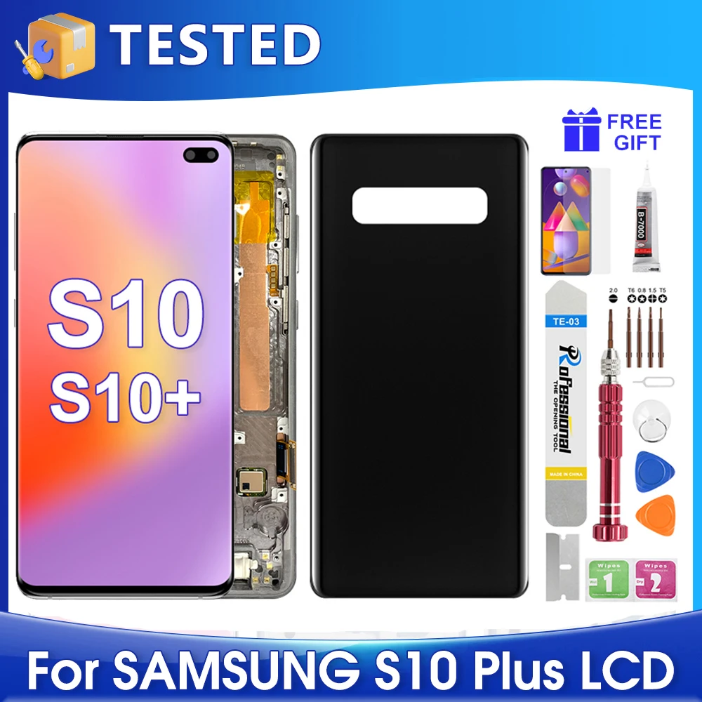 6.4\'\'S10 Plus For Samsung For Ori S10+ G975F G975U G975W G975 LCD Display Touch Screen Digitizer Assembly Replacement