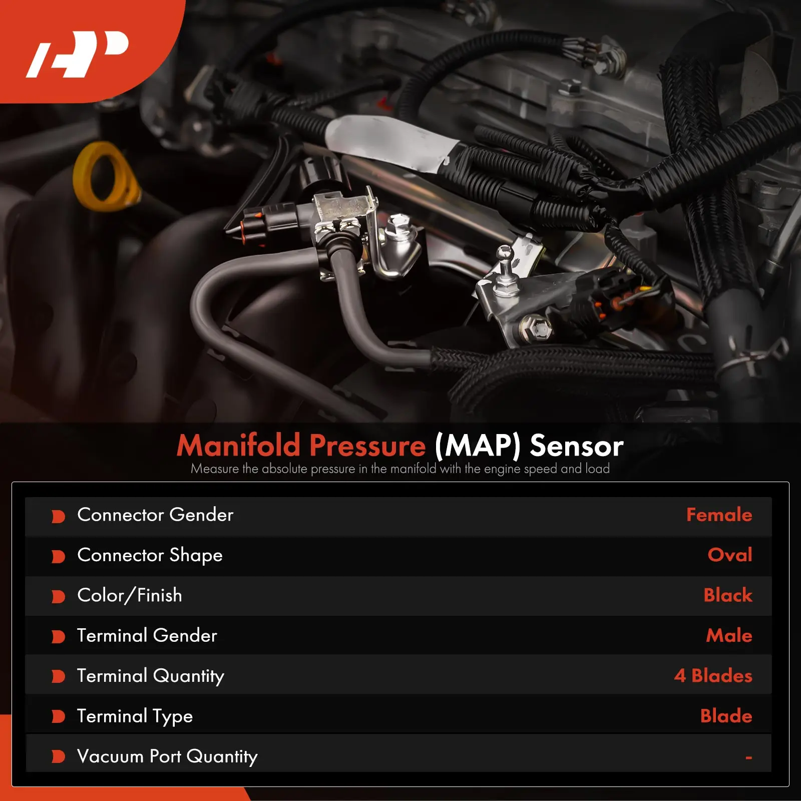 A-Premium Manifold Pressure (MAP) Sensor with 4-Blade for Chevrolet Corsa 2003-2005 Meriva 2005 Tornado 2004-2005