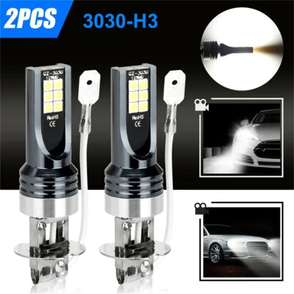 2Pcs H3 Led Auto Fog Gloeilampen Drl H11 H8 H9 H4 H1 H7 Motorfiets Koplamp Lamp 9005 9006 auto Rijden Koplamp 6000K 12V 24V