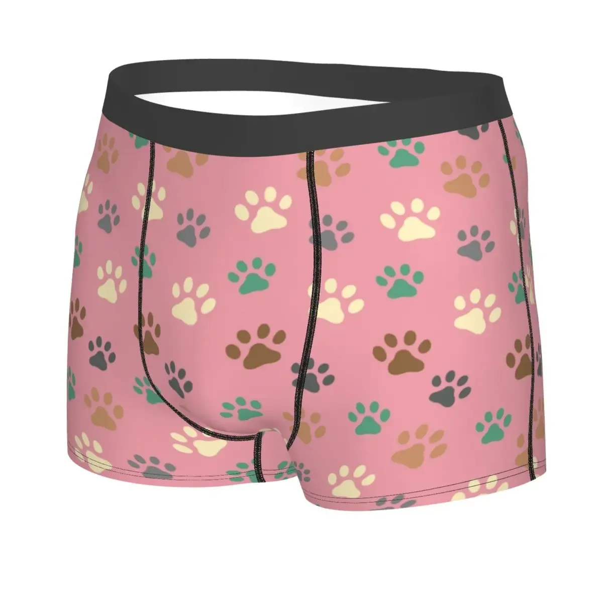 Custom Pet Dog Paw Pattern Underwear Men Breathable Animal Footprint Boxer Briefs Shorts Panties Soft Underpants For Homme