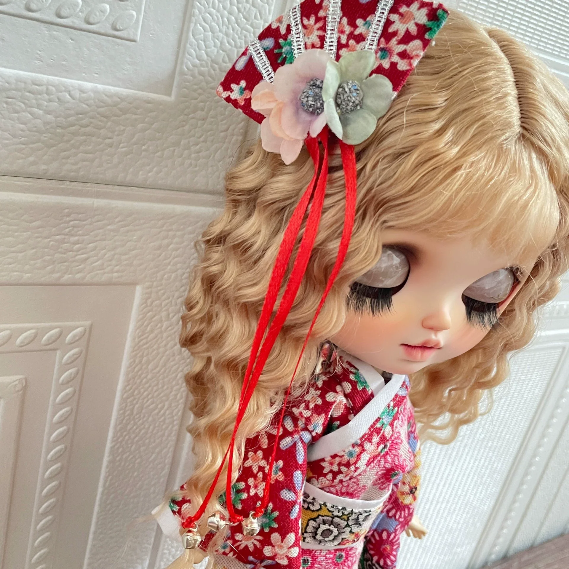 

Ручная работа Blyth OB24, аксессуары для кукольной одежды, аксессуары для волос, кимоно с цветочным принтом, подходит для девочек, фигурка, модель «сделай сам» ﻿