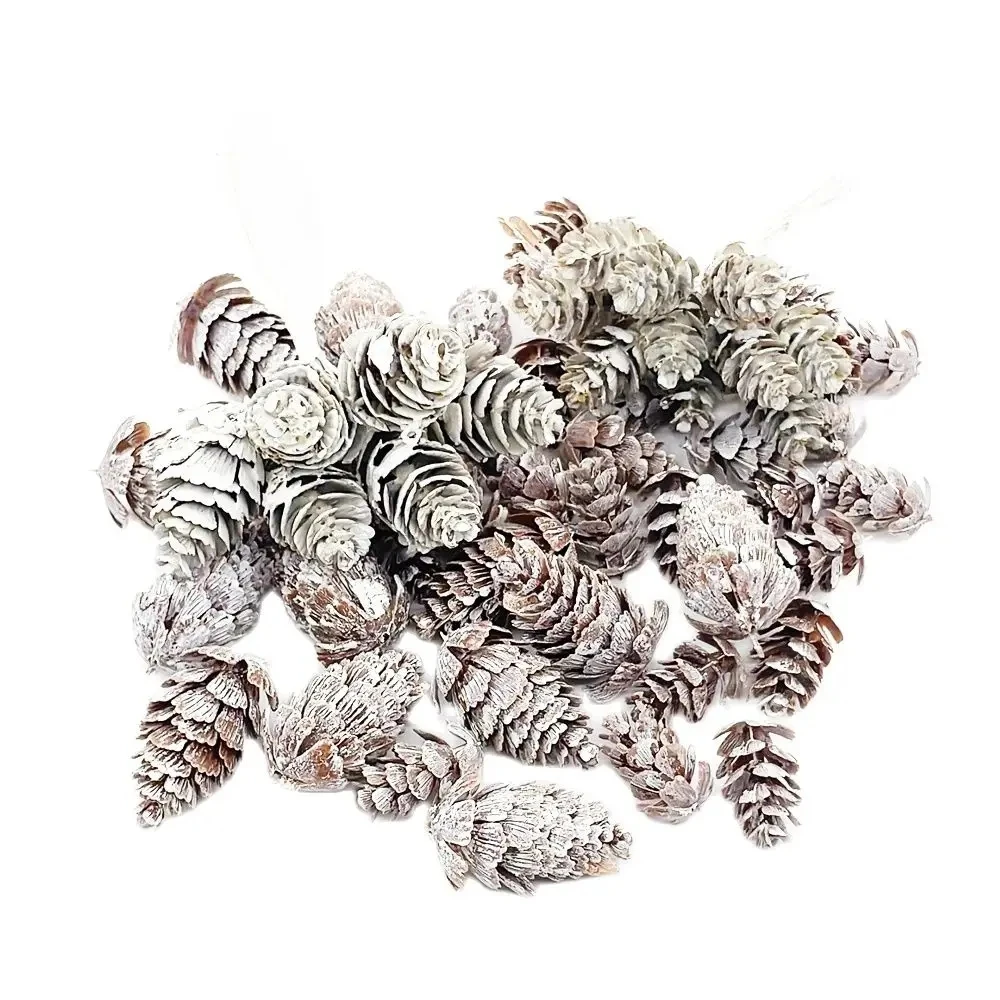 Cono de pino de nieve de plástico, flores artificiales, plantas, flor falsa para el hogar, guirnalda de Navidad DIY, corona, decoración de Año Nuevo, 30 piezas