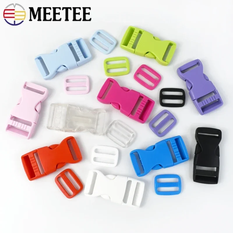 5/10/20Sets Plastic Release Closure Buckle For Strap Backpack Belt Ring Clasp Webbing Tri-Glide Slider Hooks Sewing Accessories