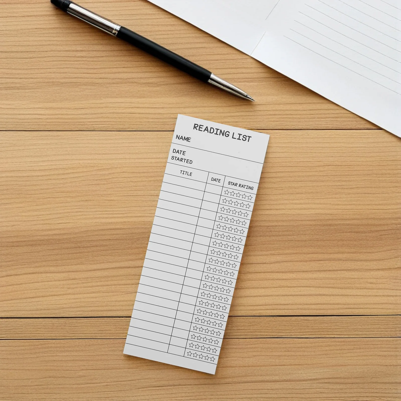 50 قطعة قائمة القراءة الإشارات المرجعية فارغة مكتبة بطاقة ورقة تعقب للطلاب المعلمين مدرسة القراءة سجل كتاب المقتفي الملحقات